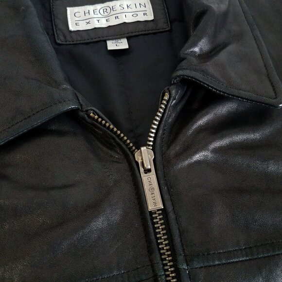 Chereskin Exterior Soft Leather Jacket LARGE Mens FLAWS Quilted Lining 48" Chest - Picture 8 of 16